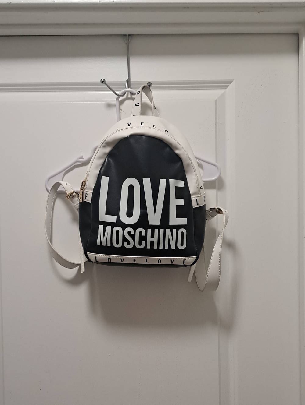 Moschino Black and White LOVE Logo Mini Backpack